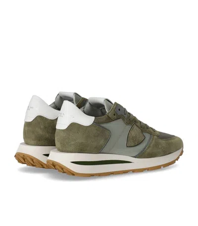Philippe Model Nylon And Suede Sneakers In Vert