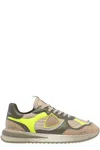Philippe Model Olympique Sneakers In Leather And Fabric Color Military Green And Yellow