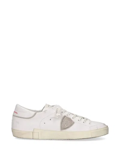 Philippe Model Panelled Leather Sneakers In White