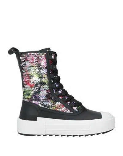 Philippe Model Paris Haute Woman Sneakers Black Size 7 Leather, Textile Fibers In Multi