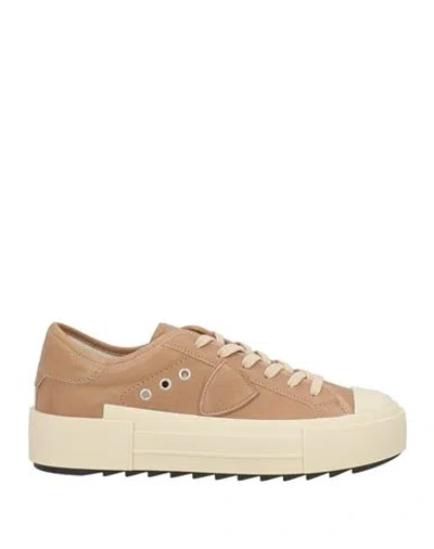 Philippe Model Paris Haute Woman Sneakers Camel Size 7 Leather In Nude