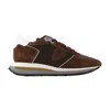 Philippe Model Trop Haute Low Sneakers In Brown Suede And Fabric In Brown