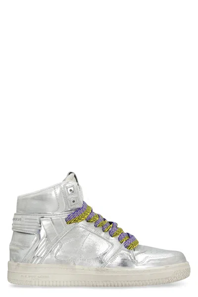 Philippe Model Paris La Grande Woman Leather High-top Sneakers In Silver