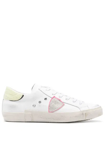 Philippe Model Paris Lace-up Leather Sneakers In White