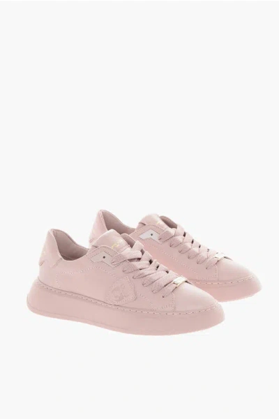 Philippe Model Paris Lace-up Low Temple Low Sneakers With Logo Application In Pink