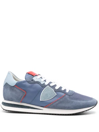 Philippe Model Paris Lace-up Suede Sneakers In Blue