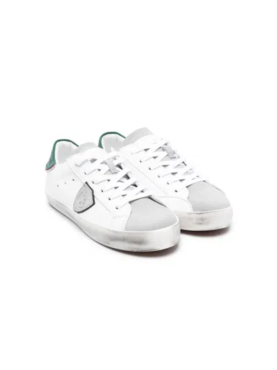 Philippe Model Kids' Paris Logo-patch Sneakers In White