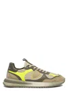 Philippe Model Olympique Sneakers In Leather And Fabric Color Military Green And Yellow In Green