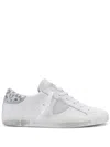 Philippe Model Prsx Low Sneakers In White Leather In Animal Print