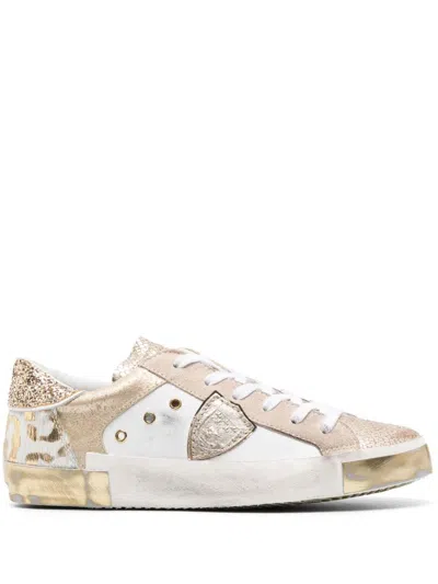 Philippe Model Paris Logo-patch Sneakers In Gold