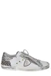 Philippe Model Glitter Embellished Lace-up Sneakers In White 1