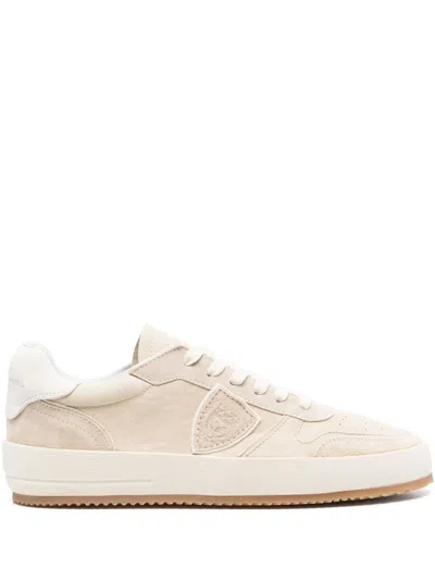 Philippe Model Paris Rubber Leather Sneakers In Beige