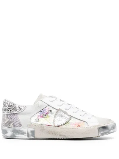 Philippe Model Paris Snakeskin-print Sneakers In White