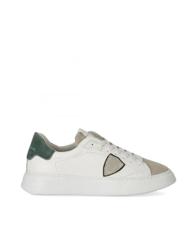 Philippe Model Paris Sneaker Temple Low White/green In Wx10