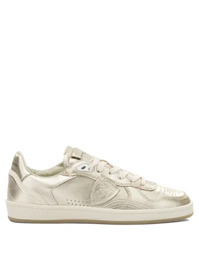 Philippe Model Sneakers Slip On Round Toe Metallic Finish In Gold