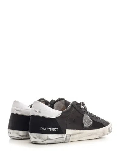 Philippe Model Paris Sneakers In Foxy Lamine Noir Argent