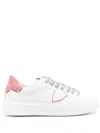 Philippe Model Low Top Leather Sneakers With Contrast Heel Tab In White