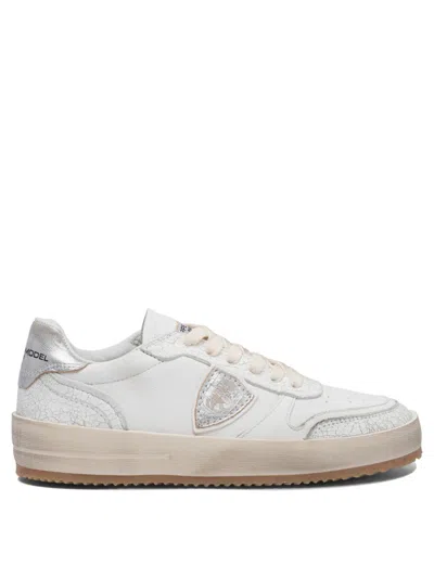 Philippe Model Paris Textured Leather Slip-on Sneakers In White