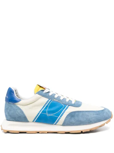 Philippe Model Paris Leather And Fabric Sneakers In Blue