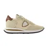 Philippe Model Paris Tropez Haute Logo Sneakers With Leather Paneling In Neutral