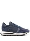 Philippe Model Tropez Haute Low Sneakers In Blue Suede And Fabric In Blue