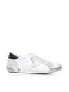 PHILIPPE MODEL PARISX SNEAKERS IN LEATHER WITH CONTRASTING HEEL TAB