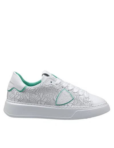 Philippe Model Perforated Leather Sneakers In White