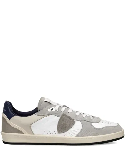 Philippe Model Low-top Sneakers In Smooth White Leather In Animal Print