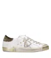 Philippe Model Prsx Low Sneakers In White Suede And Leather In Multi