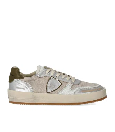 Philippe Model Nice Low Metal Resau Beige Military Sneaker