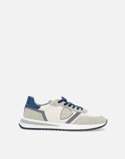Philippe Model Tropez 2.1 White Blue Nylon Sneakers In White-blue