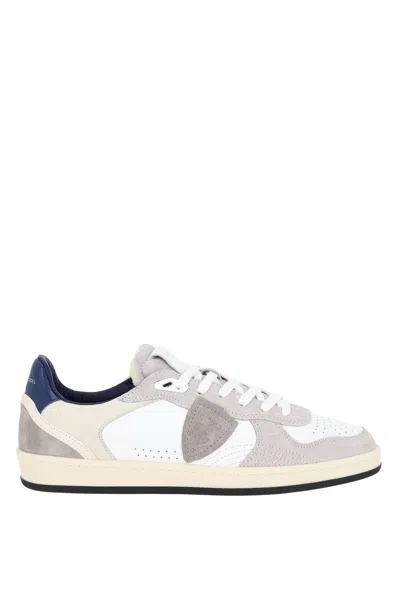 Philippe Model Pigalle Leather And Suede Blue Heel Sneakers In Multi