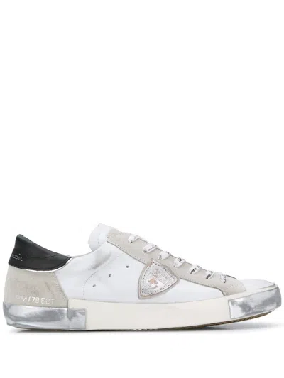 PHILIPPE MODEL PRSX LOW MAN SNEAKERS,PRLU.MA02 095 WHITE SILVER