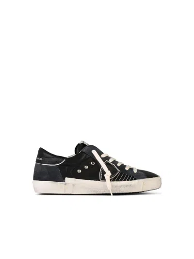 Philippe Model Prsx Low Sneakers In Black Suede And Leather