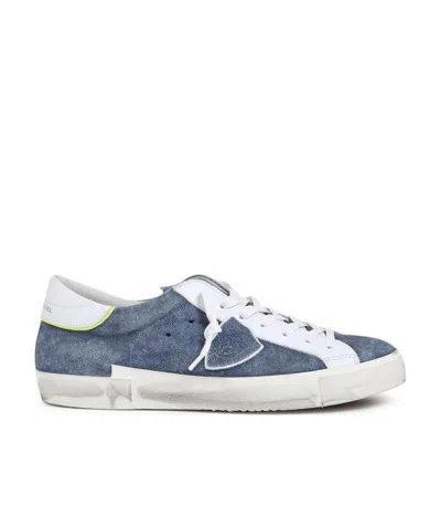 Philippe Model Prsx Daim Jeans Low-top Sneakers In White
