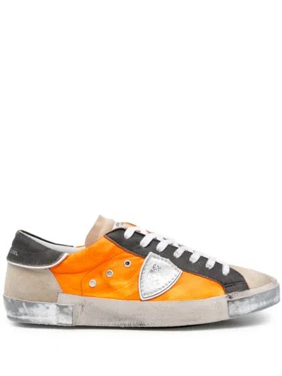 Philippe Model Prsx Distressed-effect Sneakers In 橘色