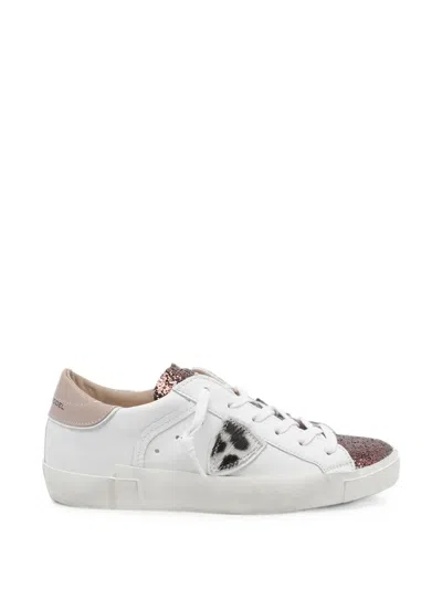 Philippe Model Prsx Glitter-panel Sneakers In White