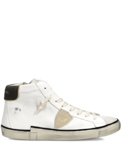 Philippe Model Prsx High-top Leather Sneakers In White
