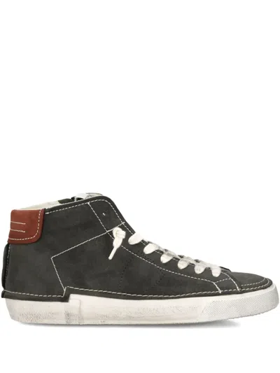 Philippe Model Prsx High-top Suede Sneakers In Green