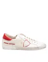 Philippe Model Prsx Leather And Felt Sneakers In Butter And Red In White