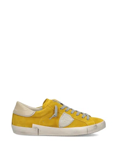 Philippe Model Prsx Leather Low-top Sneakers In Yellow