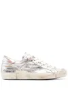 Philippe Model Prsx Leather Sneakers In Silver