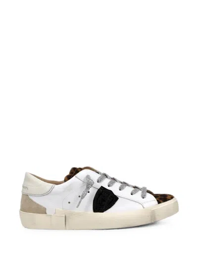 Philippe Model Prsx Leopard-print Sneakers In White