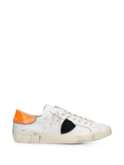 Philippe Model Prsx Logo-patch Leather Sneakers In White