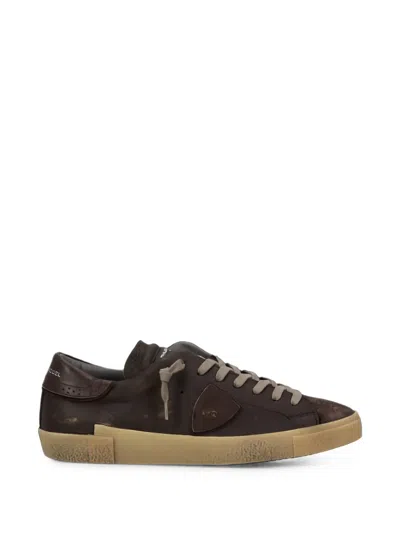 Philippe Model Prsx Logo-patch Sneakers In Brown