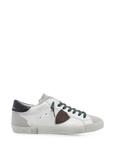 Philippe Model Casual Lace Up Suede Leather Sneakers In White