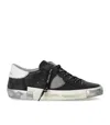 Philippe Model Round Toe Leather Low Top Sneakers In Black