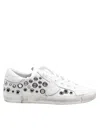 Philippe Model Prsx Low Leather Sneakers With Applied Studs In Blanc