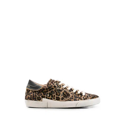 Philippe Model Prsx Low Leopard-print Paris Sneakers In Brown