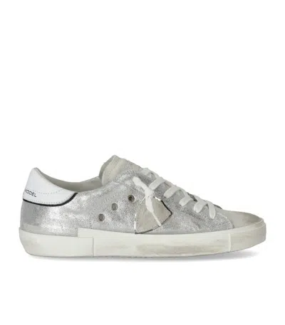 Philippe Model Prsx Low Metal Silver Sneaker In Multi